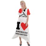 I love American breakfast Cross Front Sharkbite Hem Maxi Dress