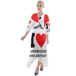 I love American breakfast Quarter Sleeve Wrap Front Maxi Dress