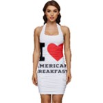 I love American breakfast Sleeveless Wide Square Neckline Ruched Bodycon Dress