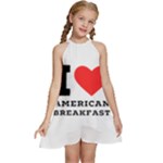 I love American breakfast Kids  Halter Collar Waist Tie Chiffon Dress