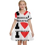 I love American breakfast Kids  Short Sleeve Tiered Mini Dress