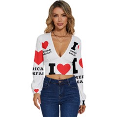 Long Sleeve Deep-V Velour Top 