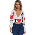 I love American breakfast Long Sleeve Deep-V Velour Top