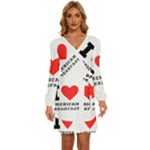 I love American breakfast Long Sleeve Waist Tie Ruffle Velvet Dress