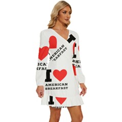 Long Sleeve Waist Tie Ruffle Velvet Dress 