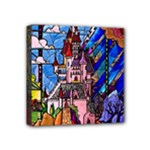 Beauty Stained Glass Castle Building Mini Canvas 4  x 4  (Stretched)