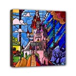 Beauty Stained Glass Castle Building Mini Canvas 6  x 6  (Stretched)