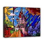 Beauty Stained Glass Castle Building Canvas 14  x 11  (Stretched)