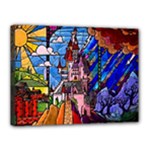 Beauty Stained Glass Castle Building Canvas 16  x 12  (Stretched)
