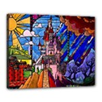 Beauty Stained Glass Castle Building Canvas 20  x 16  (Stretched)