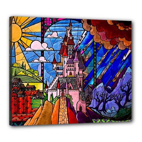 Beauty Stained Glass Castle Building Canvas 24  x 20  (Stretched) from ArtsNow.com
