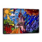 Beauty Stained Glass Castle Building Canvas 18  x 12  (Stretched)