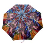Beauty Stained Glass Castle Building Folding Umbrellas