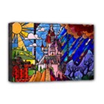 Beauty Stained Glass Castle Building Deluxe Canvas 18  x 12  (Stretched)
