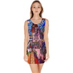 Beauty Stained Glass Castle Building Bodycon Dress