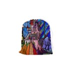 Beauty Stained Glass Castle Building Drawstring Pouch (Small)