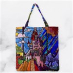 Beauty Stained Glass Castle Building Grocery Tote Bag
