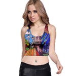 Beauty Stained Glass Castle Building Racer Back Crop Top