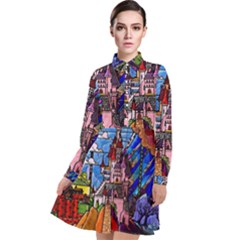Long Sleeve Chiffon Shirt Dress 