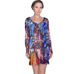 Beauty Stained Glass Castle Building Long Sleeve Nightdress