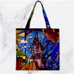 Beauty Stained Glass Castle Building Zipper Grocery Tote Bag