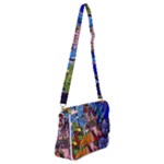 Beauty Stained Glass Castle Building Shoulder Bag with Back Zipper