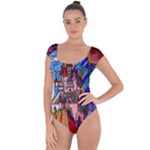 Beauty Stained Glass Castle Building Short Sleeve Leotard 
