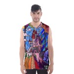 Beauty Stained Glass Castle Building Men s Basketball Tank Top