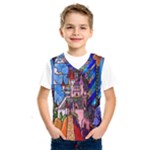 Beauty Stained Glass Castle Building Kids  Basketball Tank Top