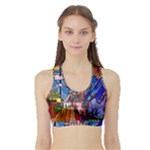 Beauty Stained Glass Castle Building Sports Bra with Border