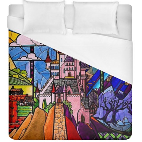 Beauty Stained Glass Castle Building Duvet Cover (King Size) from ArtsNow.com