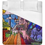 Beauty Stained Glass Castle Building Duvet Cover (King Size)
