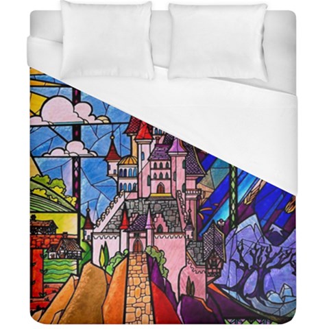 Beauty Stained Glass Castle Building Duvet Cover (California King Size) from ArtsNow.com