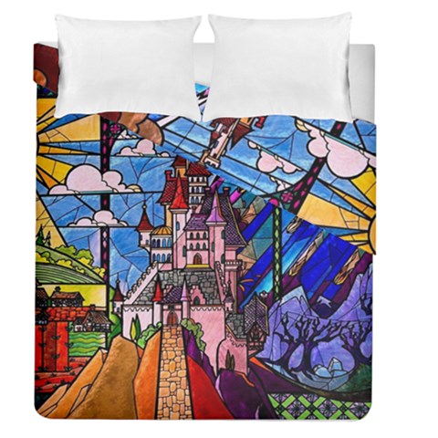 Beauty Stained Glass Castle Building Duvet Cover Double Side (Queen Size) from ArtsNow.com