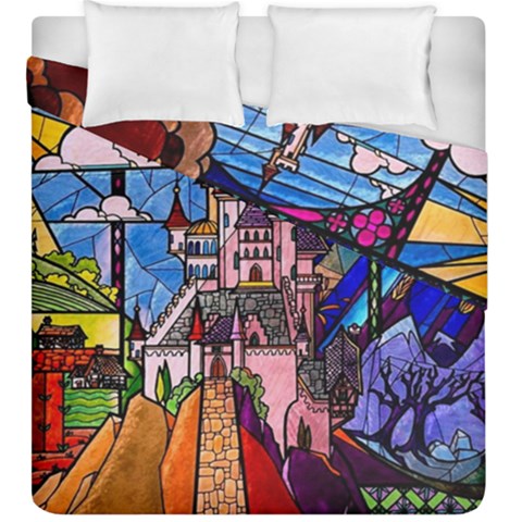 Beauty Stained Glass Castle Building Duvet Cover Double Side (King Size) from ArtsNow.com