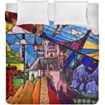 Beauty Stained Glass Castle Building Duvet Cover Double Side (King Size)