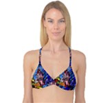 Beauty Stained Glass Castle Building Reversible Tri Bikini Top