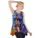 Beauty Stained Glass Castle Building Side Drop Tank Tunic