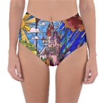 Beauty Stained Glass Castle Building Reversible High-Waist Bikini Bottoms