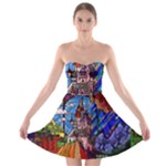 Beauty Stained Glass Castle Building Strapless Bra Top Dress