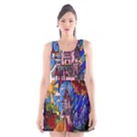 Beauty Stained Glass Castle Building Scoop Neck Skater Dress