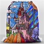 Beauty Stained Glass Castle Building Drawstring Bag (Large)