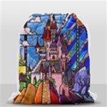 Beauty Stained Glass Castle Building Drawstring Bag (Small)