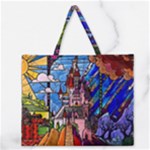 Beauty Stained Glass Castle Building Zipper Large Tote Bag