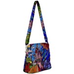 Beauty Stained Glass Castle Building Zipper Messenger Bag