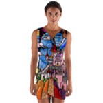 Beauty Stained Glass Castle Building Wrap Front Bodycon Dress