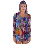 Beauty Stained Glass Castle Building Long Sleeve Hooded T-shirt