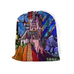 Beauty Stained Glass Castle Building Drawstring Pouch (XL)