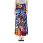 Beauty Stained Glass Castle Building Full Length Maxi Skirt
