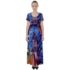 High Waist Short Sleeve Maxi Dress 